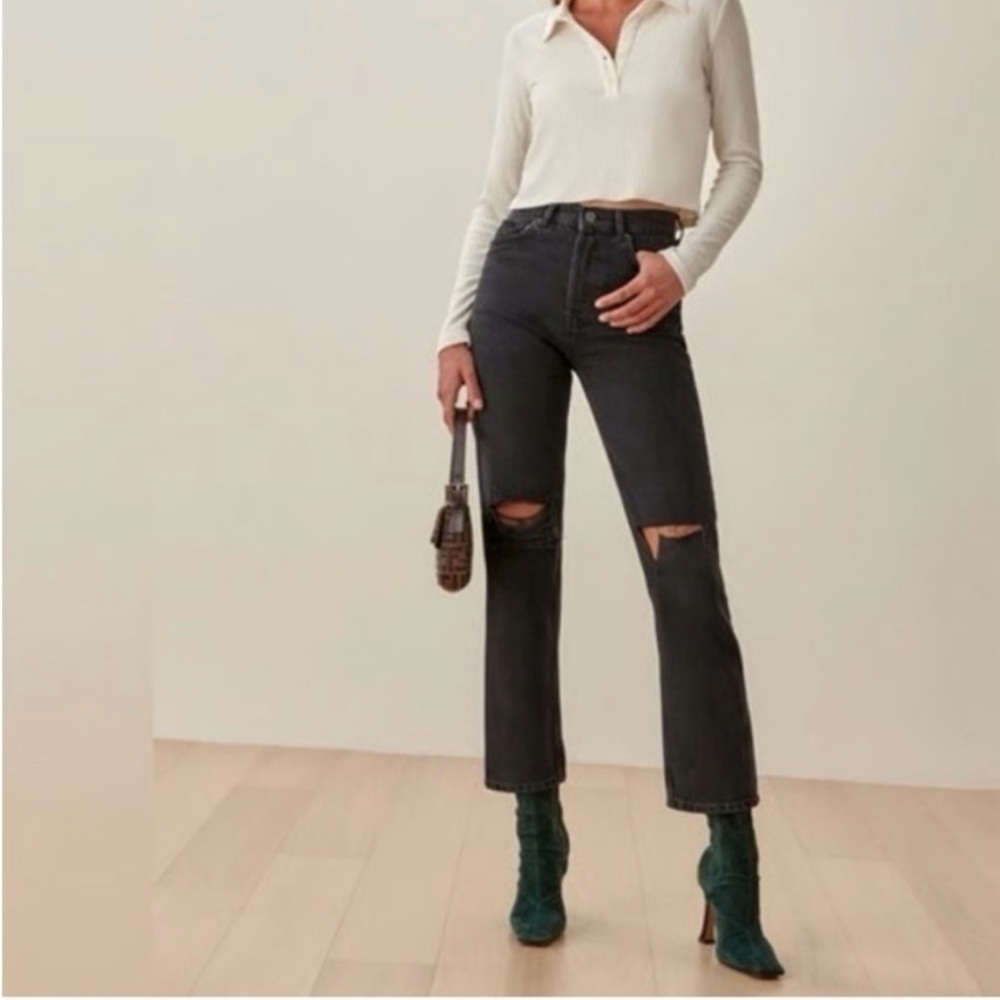 Reformation Black Distressed Jeans